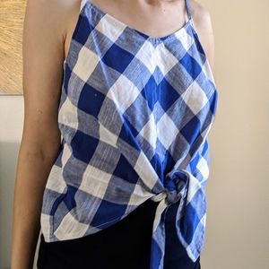 Plaid tie knot top